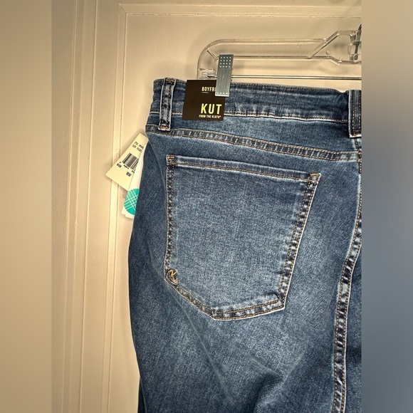 Kut from the Kloth Catherine Boyfriend Jeans Size 16W Medium indigo cuff Denim - Picture 8 of 14